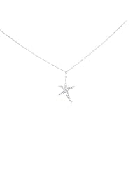 Nickel Free Silver Necklaces Starfish Cz Necklace Sterling Silver With Rhodium Plating Length: 25.69Mm Width: 14.92Mm Bail Length: 6.33Mm Stone: Cubic Zerconia Adjustable 16"-18" Chain Included