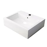 Decolav 1417-1-CWH Square Vitreous China Above-Counter Vessel with Overflow, White