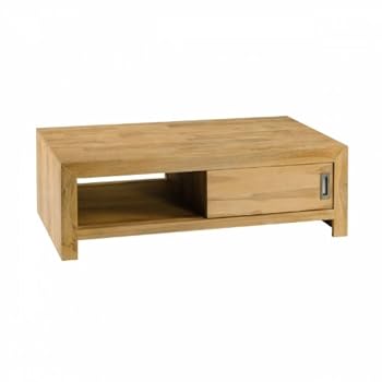 Table basse rectangulaire 2 portes teck blanchi 110x60 COSMOS