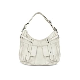 Nicoli Front Pocket Calf Leather Hobo Bag White