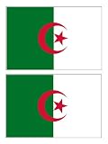 2 Algeria Algerian Flag Stickers Decal Bumper Window Laptop Phone Auto Boat Wall