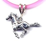 16" Pink Mustang Necklace Sterling Silver Jewelry