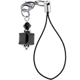 Jet Black SQUARE SWAROVSKI Cell Phone Charm