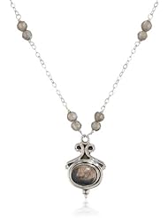 Faceted Labradorite Round Bead and Bezel Sterling Silver Chain Pendant Necklace, 16"+2" Extender