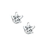 14K White Gold 4 MM Star Shaped Cubic Zirconia Children's Earring Studs