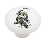 Chinese Black Dragon Decorative High Gloss Ceramic Drawer Knob