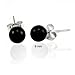 Simple Gemstone Black Onyx Round Ball Stud Earrings For Women .925 Sterling Silver 8MM