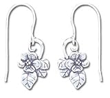 Solid Sterling Silver February Birth Month Flower Earrings