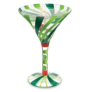 Peppermint Hand Painted Martini Glass Gel Candle by 