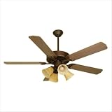 Craftmade CDU204AG-E12 / DREB 52 CD Unipack Ceiling Fan in Aged Bronze with Tea Stained Glass 4 Light Hub Kit