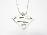1x White S Super Heros Plated Pendant W Ball Chain Necklace Free Gift Bag