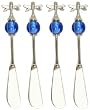 Decorative Dragonfly Cocktail Knife Set of Four with Cobalt Blue Glass Bead