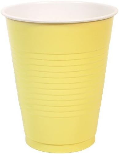 Round Plastic Cups 18 oz, Pale Yellow, 16ct