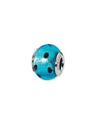Sterling Silver Blue/Black Italian Murano Glass Charm