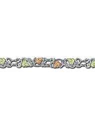 Landstroms Sterling Silver Bracelet with Black Hills Gold Leaves - BR3005SS