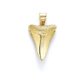 Solid 14k Large Polished Shark Tooth Pendant - 0.75 by 1.25- JewelryWeb