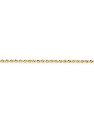 14k Yellow Gold 9.00 Inches 2.50mm Wide Handmade Regular Rope Chain Anklet. Weight: 4.48 Grams - 30 Day Money Back Guarantee