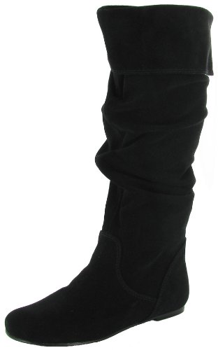 Steve Madden Women’s Bonanza Tall Shafted Flat Boot,Black Suede,8 M US