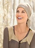 Headscarve - Verbena 100% Silk, Embroidered, with short sash, Color: Brown, sold in pairs, One size
