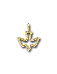 14K Solid Yellow Gold Small Holy Spirit Charm Pendant