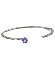 Bronze and Silver Plated Oxidized Round Cuff Bracelet, 7.25"