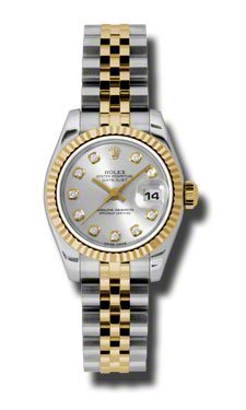 Womens Rolex Watches 18K yellow gold fluted bezel Day Just Ladies Watch