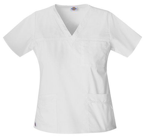 Dickies Flex Utility Basic Scrub Top (XS -2X). Flexible. Fun- Color:Dickies White; Size:Small