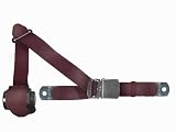 3-Point Retractable Lap & Shoulder Seat Belt, Maroon, with Chrome Lift Latch