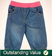 Pure Cotton Ribbed Wide Waistband Straight Leg Jeans