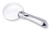 Carson Optical Lighted Chrome LED-Lighted Acrylic Rimless 2x Hand Magnifier with batteries & gift box
