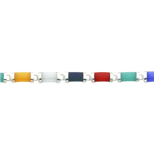 Cheap Sterling Silver Jade & Onyx Fancy Link Bracelet 7″ Guides