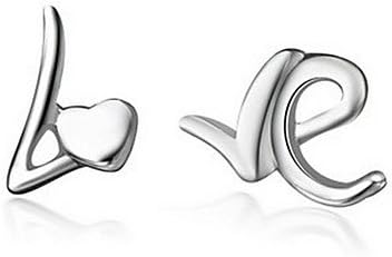 Suravitsell @New Style Sweet Silver Plated Silver "LOVE" Stud Earring(1 pair)