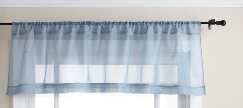 Style Master Elegance 60 x 14 Sheer Voile Valance, Smoke Blue