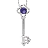 10K White Gold Iolite and Diamond Key Pendant, 16