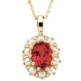 14K Yellow Gold Chatham Created Ruby and Pearl Pendant