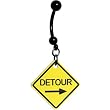 Yellow Detour Arrow Warning Sign Belly Ring