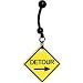 Yellow Detour Arrow Warning Sign Belly Ring