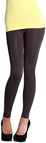 GaryM Women's Regular and Plus Size Solid Color Seamless Full Length Leggings Charcoal O/S