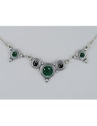 A Delightful Sterling Silver Gemstone Necklace Featuring Fluorite and Amber