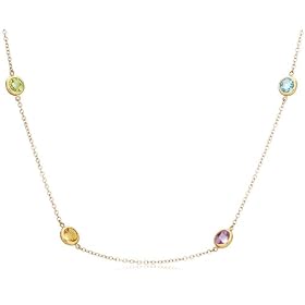 14k Yellow Gold Multi-Gemstone Station Necklace, 36 by Amazon.com Collection