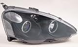 02 - 03 Acura RSX Black Housing with Halo LED Angel Eye Projector Headlight