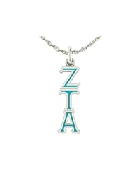 Zeta Tau Alpha Sorority Colored Lavaliere Charm. Solid Sterling Silver and Enamel. Officially Licensed High Quality Sorority Charm