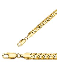 8.5" 14K Yellow Gold 6.7mm (1/4") Polished Diamond Cut Miami Cuban Link Chain w/ Lobster Clasp