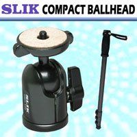 SLIK Compact Ballhead Tripod Head + Monopod