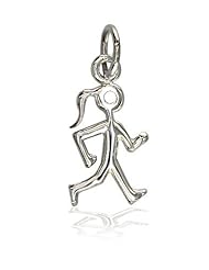 Small Lady Race Walker, Girl Runner, Jogger Charm in Sterling Silver