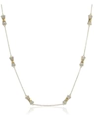 kate spade new york "Locked In" Clear and Gold Bow Scatter Necklace, 32"