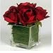 Roses with Glass Vase Silk Flower Arrangement- Red