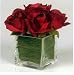 Roses with Glass Vase Silk Flower Arrangement- Red