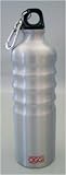 Oggi Silver Lustre Aluminum Sport Water Bottle with Screw Top Loop Cap & Caribiner Clip-25 oz