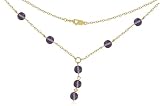 10k Yellow Gold 6mm Round Amethyst Station Necklace, 18